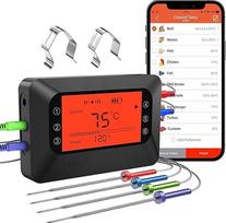 BFOUR BBQ termometras Mėsos termometras "Bluetooth" kepimo termometras su 4 nerūdijančio plieno zondais, skaitmeninis orkaitės termometras, laikmatis, žadintuvas, programėlės valdymas