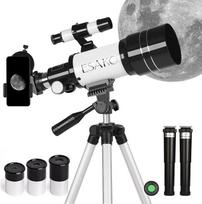 ESAKO teleskopas vaikams ir pradedantiesiems, 70 mm diafragmos nešiojamasis teleskopas su astronominiu objektyvu, ištraukiamu trikoju, telefono laikikliu ir mėnulio filtru