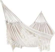 Lauko hamakas sodo hamakas Medvilninis hamakas lova Macrame Fringe Hammocks Boho balkono hamakas Rankų darbo kutai 2 Asmens dvigubas hamakas 250 kg namų paplūdimio patio