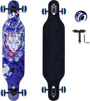 Longboard, 8 sluoksnių klevo medienos Cruiser Complete riedlentė, Longboards mergaitėms suaugusiems jauniems pradedantiesiems su T-Tool ir PU ratai