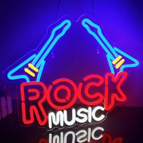 Looklight Rock Music Neon ženklai Muzika Mėlyna Raudona Raudona LED Neon ženklas Roko muzika Dimmable Neon ženklas Gitaros formos neoniniai žibintai miegamajame Vaikų kambarys Muzikos studija Baras Klubas Muzika Šalis