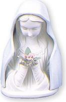 Mergelės Marijos statulėlė - 11,5 cm keraminė mėlyna ir balta porcelianinė Madonos biusto statulėlė + LOURDES MOKYKLA (3839)