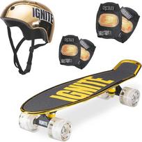 Mondo Toys - Ignite Combo Pack Chroma Gold riedlentė - Poliuretano ratukai - Riedlentė + šalmas + apsaugos - Dydis 55 x 15 - Auksinė spalva - 25568, vienas dydis