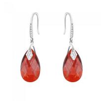 Sidabriniai auskarai moterims DiamondSky „Baroque III (Red Magma)“ su Swarovski kristalais