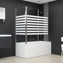 vidaXL Vonios pertvara, 120x68x130cm, grūdintas stiklas, dryžuota