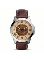 Fossil Grant Automatinis vyriškas laikrodis, tuščiaviduris ciferblatas, odinis dirželis, retro laisvalaikio stilius, tinkamas kasdienai, dovana vyrams ME3122 ruda