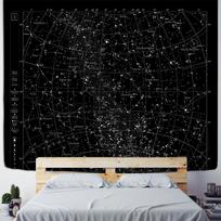 Sieninis gobelenas Šiaurės pusrutulio dangaus žemėlapis Žvaigždynai Gobelenas Juodas fonas Tarpžvaigždžių dangaus sienų dekoras 95x70CM black