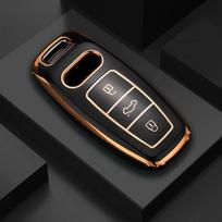 Madingas TPU automobilio nuotolinio valdymo pultelio dėklas-dangtelis A6 A7 A8 E-tron Q5 Q8 C8 D5 modeliams, su auksiniu krašto dizainu, apsauginis raktų pakabukas, automobilio aksesuarai