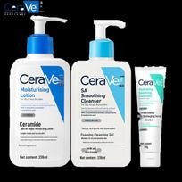 CeraVe SA valiklis ir drėkinamasis losjonas 3 dalių odos priežiūros rinkinys