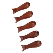 5Pcs Wooden Fish Shape Chopstick Rest Stand Rack Spoon Fork Knife Holder Wooden Chopstick Holder