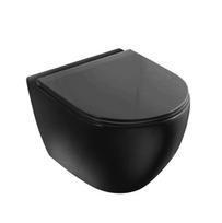Vento 5 in 1 komplektas - Hugge unitazas su SC dangčiu juodas, įmontuotas rėmas 500X165mm, h=1125 mm, juodas mygtukas, tvirtinimai, tarpinė