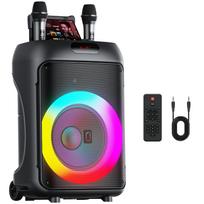 T36 Karaoke mašina, 6,5 colio žemų dažnių garsiakalbis, didelis Bluetooth karaoke garsiakalbis su 2 belaidžiais mikrofonais, palaiko vokalų iškirpimą