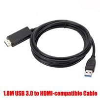 1,8 m USB3.0 į HDMI suderinamas kabelis USB 3.0 HD TV keitiklio adapteris 1080P projektoriaus vaizdo monitoriaus kabelis nešiojamam kompiuteriui, PC, projektoriui juoda