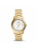 Fossil Heritage Fashion Automatinis moteriškas laikrodis ME3226, Auksinė nerūdijančio plieno apyrankė ir 38 mm baltas ciferblatas, Kasdienio drabužio puošmena, Dovana moterims balta