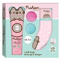 Rinkinys Bi-es Pusheen The Cat: dušo želė ir šampūnas, 240 ml, + vandens bomba + kojinės