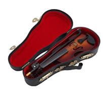 Mini muzikos instrumentas smuikas 14cm liepos medienos miniatiūrinis smuikas dekoratyvinis papuošalas su dėklu namams