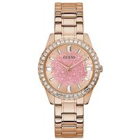 Guess Nerūdijančio Plieno Apyrankė Moteriškas Kvarcinis Laikrodis - Elegantiškas Rožinis Dizainas - GW0405L3 auksas