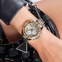 Guess Laikrodžiai moterims Sidabriniai ir Auksiniai Kvarciniai - 40mm Nerūdijančio Plieno Laikrodžiai Moteriški su Metaline Apyranke, 50m Atsparūs Vandeniui Madingi Papuošalai GW0771L3