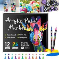 Double Ended Acrylic Paint Pen - 24/48/72/96/120/168 Colors, Pigment Pen Is Suitable For Painting, Ceramic, Wood, Canvas, Plastic DIY Crafts 3ml One Size