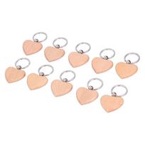 10Pcs Wooden Key Chain Light Weight Write Engrave Easily Stylish Heart Shaped Blank Wooden Keychain for DIY Gift