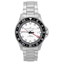 Hamilton Khaki Navy Scuba GMT Nerūdijančio plieno Sidabrinis ciferblatas Automatinis Nardymo H82555150 300M Vyriškas laikrodis sidabras