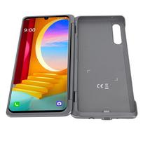 Dvigubo ekrano dėklas telefonui Velvet 5G, G9 ThinQ G910 G900 G900N, su magnetiniu C tipo adapteriu, pilkas pilka