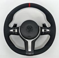 Naujas vairas BMW E87, E83, E90, E91, E92, E84, E84, E70, E71 serijoms. Atnaujintas vairas su pusiau Alcantara zomšu. E pig ears Suede  ( No airbag) juoda