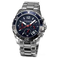 Vyriškas laikrodis Coach Kent Chronograph su mėlynu ciferblatu ir sidabro plieno apyranke - 14602555 mėlyna
