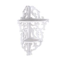 2 Tier Carved Home Bathroom Corner Shower Storage Shelf Rack Stand Display White