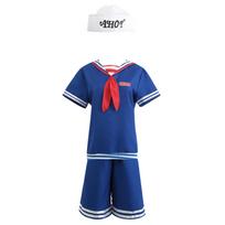 Helovino Vaikų Cosplay Anime Kostiumas Rinkinys, Liemenė, Apykaklė, Marškinėliai, Šortai, Kepurė, Cosplay Rekvizitas, Drabužiai L