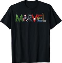 Marvel Keršytojų veikėjų tekstinis portretas marškinėliai M black
