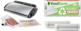 "FoodSaver V2860" sauso ir šlapio maisto vakuumavimo aparatas, 100 W, sidabrinės/juodos spalvos + plastikiniai, perdirbami maišeliai