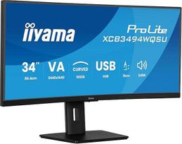 "iiyama Prolite XCB3494WQSU-B1 Curved 1500R 86,7 cm 34 colių VA LED monitorius UWQHD HDMI DP USB 3.2 USB-C 7,5 W Adaptive Sync Aukščio reguliavimas Juoda