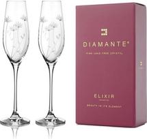DIAMANTE Krištolo taurės šampano fleitai - "Bloom" - rankomis pjaustytų gėlių rinkinys, 2 vnt.