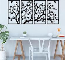 Didelis metalinis baum von Leben Wand Kunst,4 Stück Metall Wanddekoration für Schlafzimmer, Wohnzimmer,(Schwar,30 cm x 60 cm)