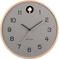 Karlsson Cuckoo Clock Natural Cuckoo - Mouse Grey - Skersmuo 31,5 cm - Apvalus - Beržo mediena - Sieninis laikrodis Modernus gyvenamasis kambarys - Sieniniai laikrodžiai - Laikrodis su gegute