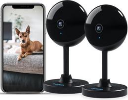 owltron stebėjimo kamera, kūdikių monitorius su kamera, 2K kameros vidaus stebėjimo kamera, šunų kamera su judesio aptikimo funkcija, naktinio matymo funkcija, dvipusio garso funkcija, WLAN kamera šunims ir augintiniams, juoda (2 vnt.)