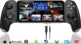 USB C mobilusis žaidimų valdiklis "iPhone 16/15 Series" ir "Android" (C tipo), "Plug and Play Gamepad" jutiklis, PS5/Xbox/PC žaidimų transliavimas per mobilųjį telefoną, "Cloud Gaming", "Hall Effect Rocker" ir trigeris