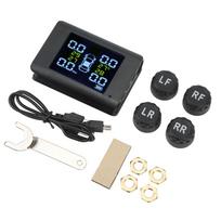 Belaidė padangų slėgio stebėjimo sistema su 4 išoriniais jutikliais, LCD ekranu, garsiu signalu, TPMS automobiliui, sunkvežimiui, kemperiui