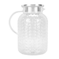 Clear Water Pitcher with Lid and Handle 1.8L Acrylic Heat Proof Leaf Pattern Iced Tea Pitcher for Coffee Beverage L