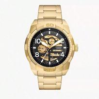 Fossil Vyrų Bronson Automatinis Nerūdijančio Plieno Laikrodis, Tuščiaviduris Pilkas Ciferblatas, Nerūdijančio Plieno Apyrankė, Madingas Verslo ME3257 auksas