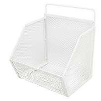Pakabinamas vielos krepšelis 13,2x10x15cm Lipnus metalinis mažas vielos laikymo krepšelis virtuvei, vonios kambariui, miegamajam Baltas balta