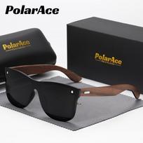 PolarAce Unisex One piece Mirror Bamboo Wood Glasses High end Polarized Colorful Sunglasses, UV400 sidabras