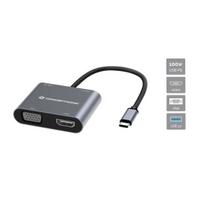 DONN16G 4-in-1 USB 3.2 Gen 1 docking station, HDMI, VGA, USB-A 3.0, 100W USB PD