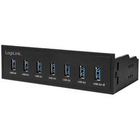 LogiLink USB 3.0 hub, 7-port 5.25 internal, with fast charging port - Hub - 6 x SuperSpeed USB 3.0 + 1 x SuperSpeed USB 3.0 (laden)