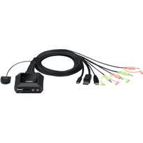 ATEN 2-Port USB-C-DisplayPort-Kabel KVM Switch - 4096 x 2160 Pixel - 4K Ultra HD - 0,74 W - Schwarz (CS52DP)