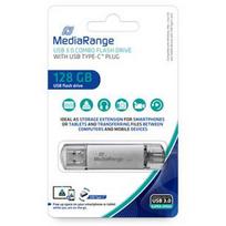 MEDIARANGE KOMBO USB STICK 128GB MR938 70MB/s USB-C+USB-A 3.0 silber