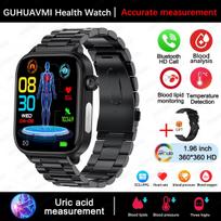 2025 Naujas EKG+PPG Kraujo Riebalų Šlapimo Rūgšties Sveikatos Išmanusis Laikrodis Vyrams Moterims Širdies Ritmas Kraujospūdis Bluetooth Skambutis Išmanusis Laikrodis skirtas IOS Android Black silicone belt