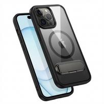 Case aus 10H Hartglas mit Kickstand für Apple iPhone 16 Pro Max, Transparent/Schwarz, GA-MAGCS-IP24-BLS69BLK