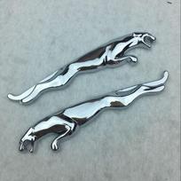 2 vnt. 3D metalinis Jaguar automobilio emblemos lipduko rinkinys Xjs, Xj6, Xk8, Xf ir E tipo modeliams sidabras